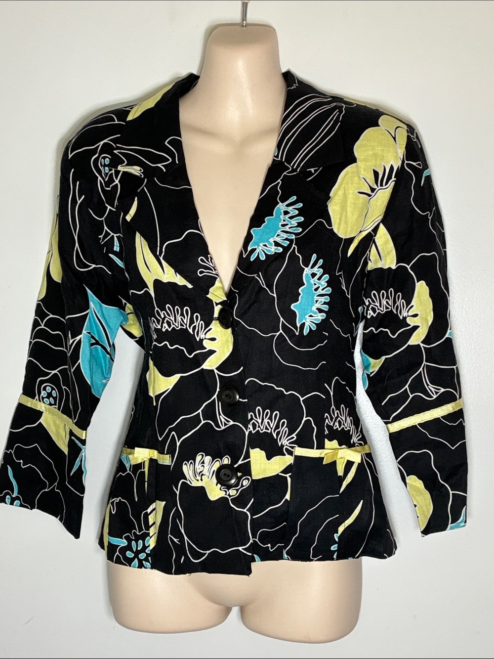 Vintage Uniform by John Paul Richard Pure Linen Floral Jacket